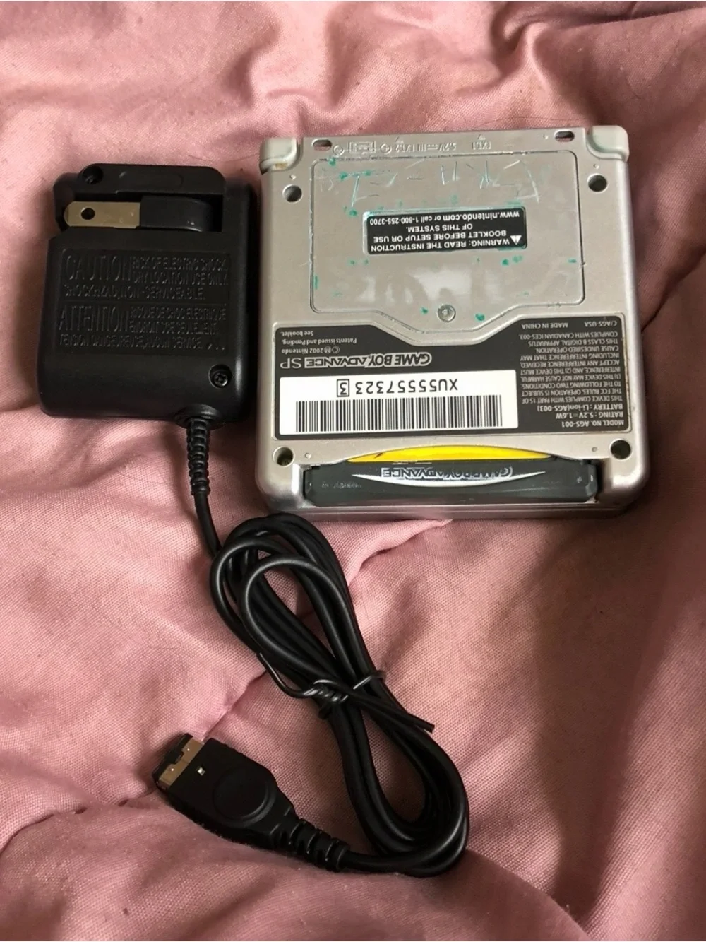 Nintendo Game Boy Advance SP AGS-001 Handheld System  Console Silver Charger